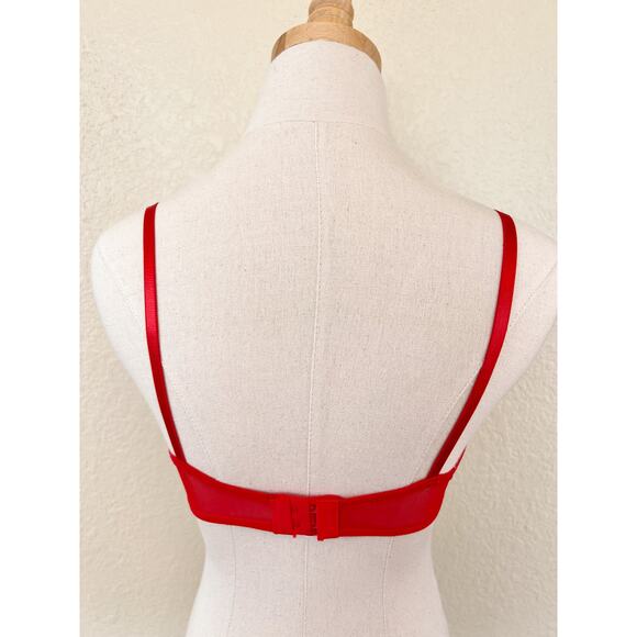 Red Lace Underwire Sheer Bra size Large - Picture 3 of 4